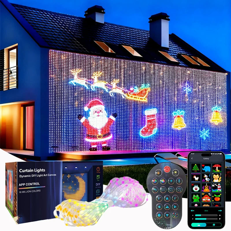 1/2PCS Smart LED Curtain Lights LED Fairy Lights App Control Music