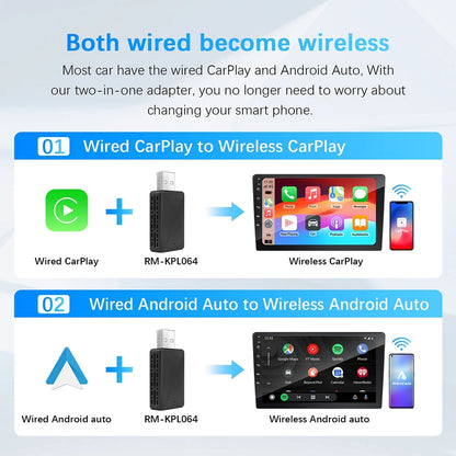Carplay Wireless Adapter Android Auto 2in 1 Smart Dongle 2025 5G WIFI