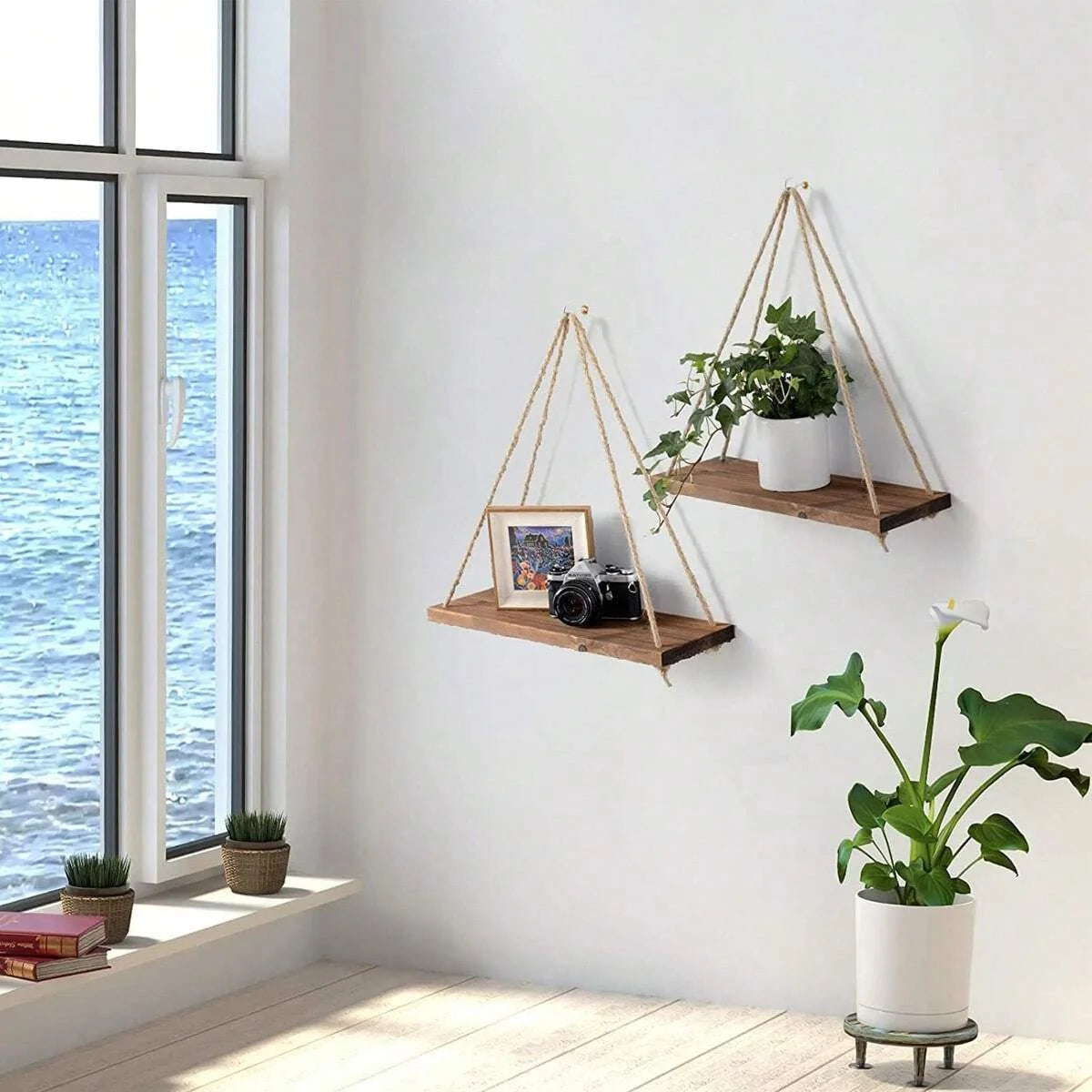 1PCS Wall decoration hanging rope flower pot storage rack wall hanging