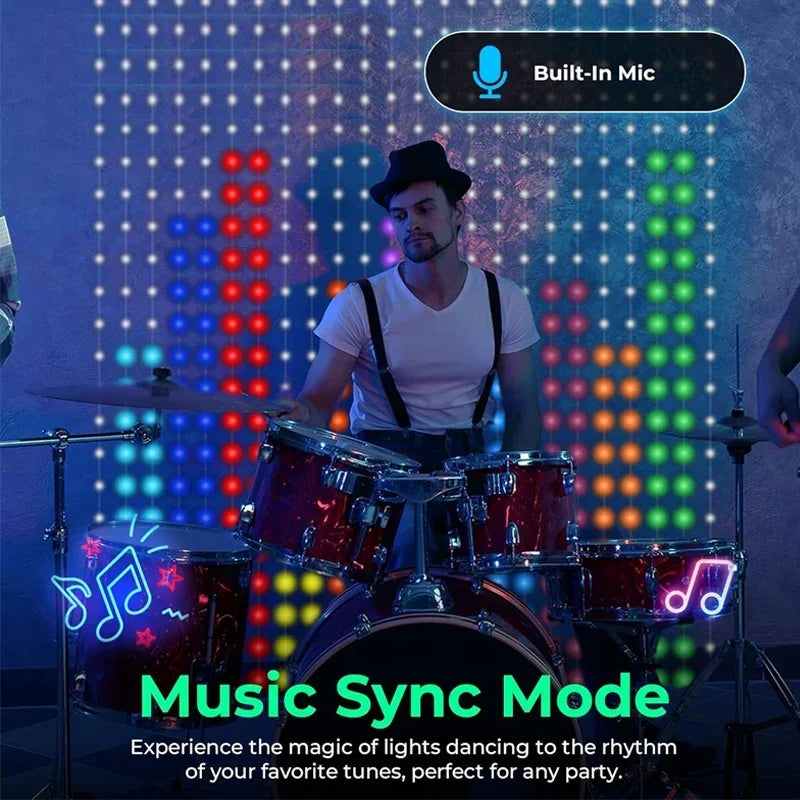 1/2PCS Smart LED Curtain Lights LED Fairy Lights App Control Music