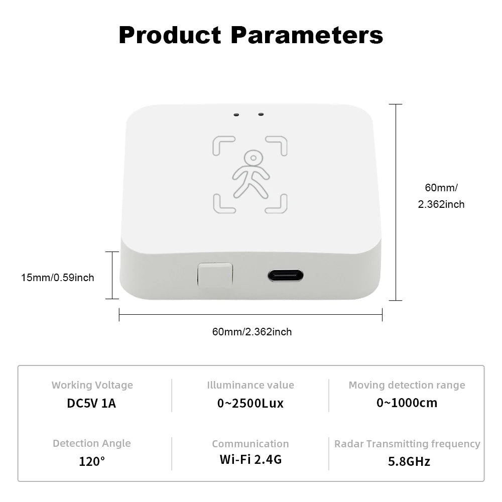 Tuya WiFi or Zigbee Human Presence Sensor MmWave Radar Detector With