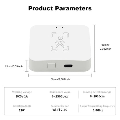 Tuya WiFi or Zigbee Human Presence Sensor MmWave Radar Detector With
