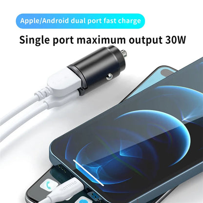 Car 200W Dual Port Mini USB Charger Ultra Fast Charging Cigarette