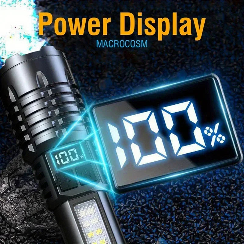 Portable Rechargeable High Power LED Flashlights With Display Screen