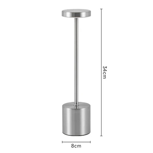 Simple LED Rechargeable Touch Metal Table Lamp Three Colors Bedside