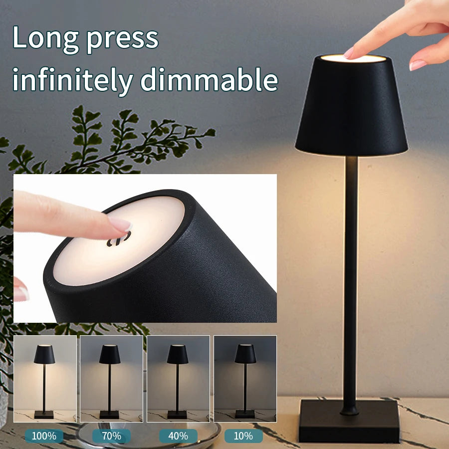 Rechargeable LED Table Lamp Touch Switch 3 Levels Dimmable Desk Lights
