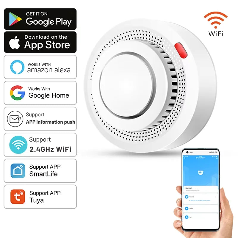 Tuya Smart WiFi Smoke Sensor Fire Protection Smoke Detector 85dB Sound