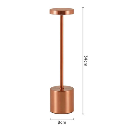 Simple LED Rechargeable Touch Metal Table Lamp Three Colors Bedside