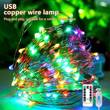 5M/10M/20M USB LED String Lights Copper Silver Wire Garland Light