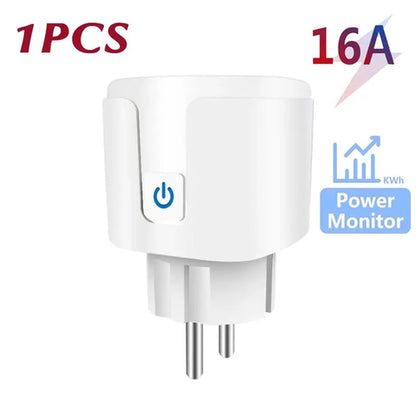 Tuya 16A 20A EU Smart Socket WiFi Smart Plug With Power Monitoring
