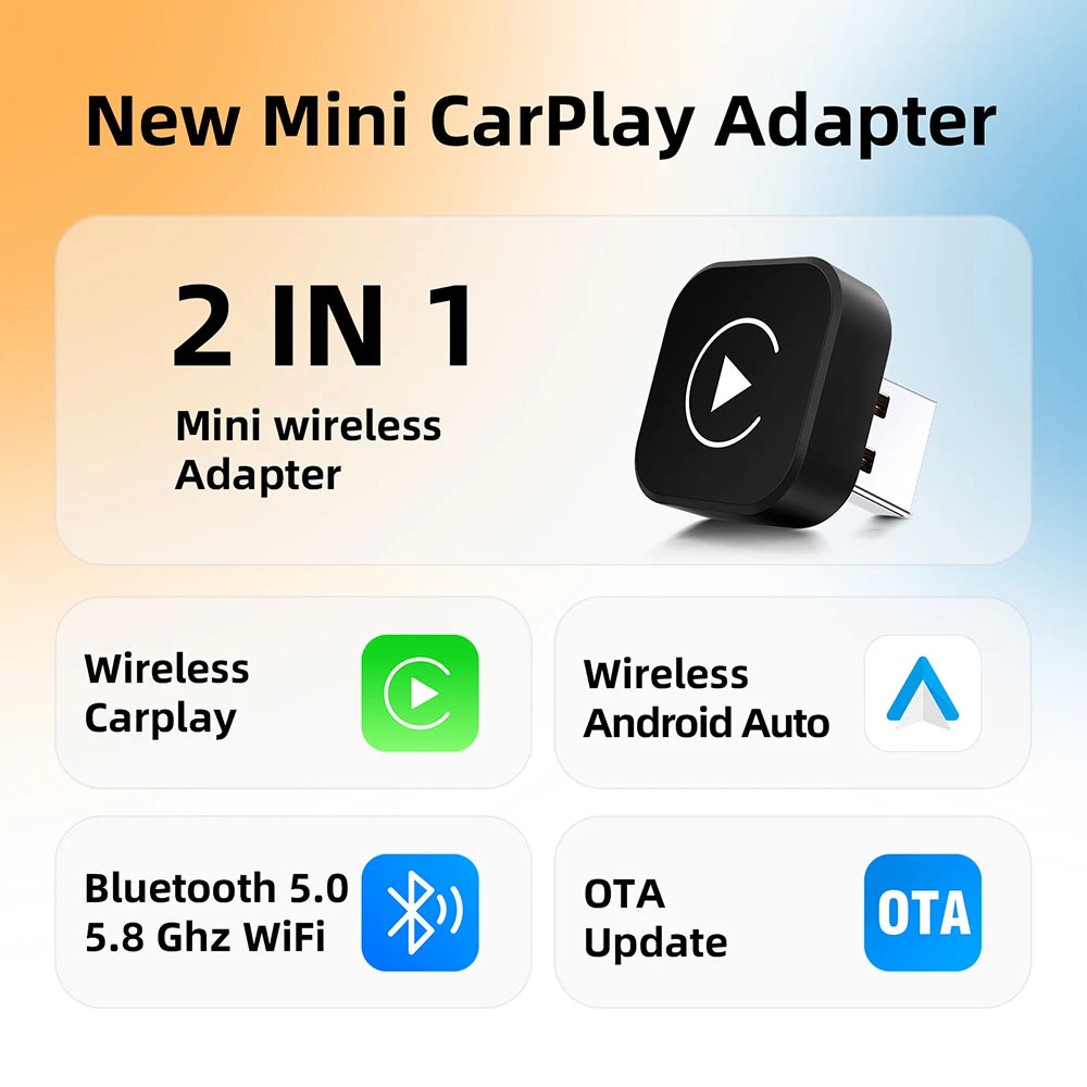 Carplay Wireless Adapter Android Auto 2in 1 Smart Dongle 2025 5G WIFI