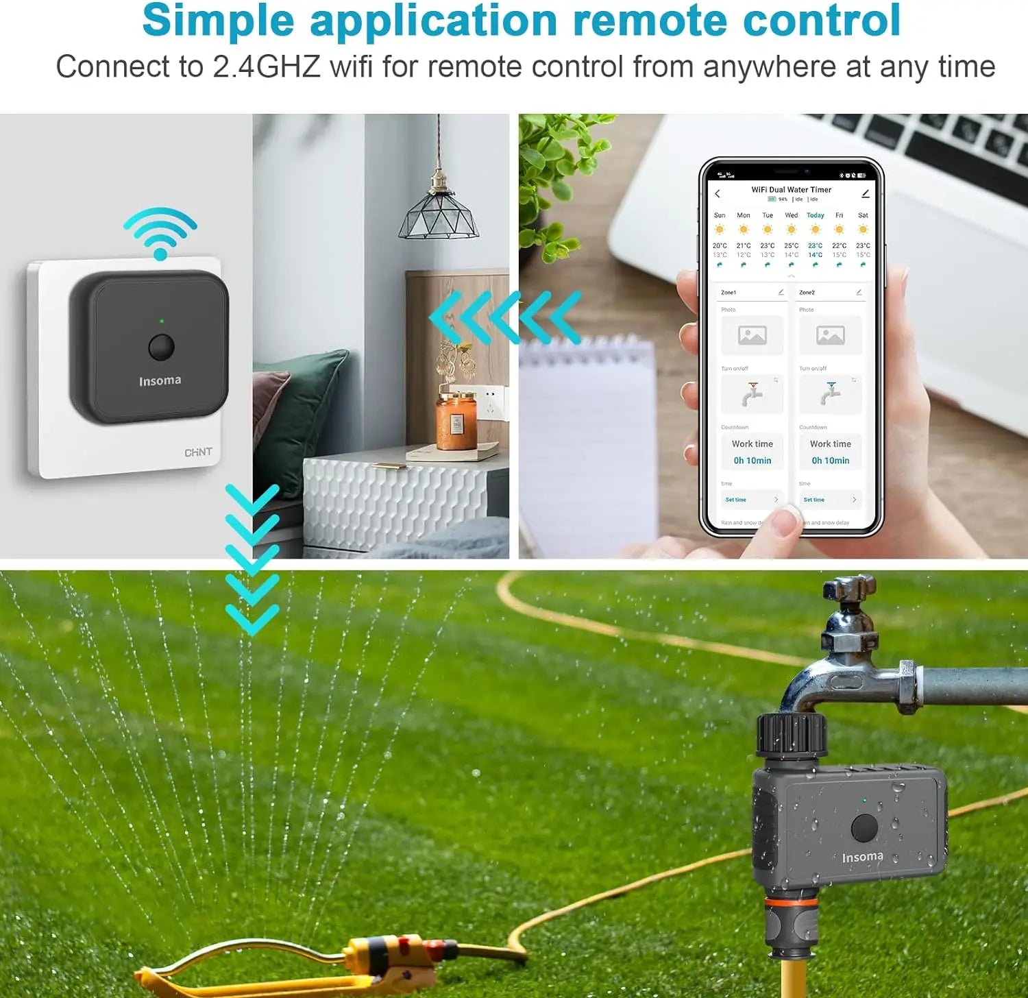Insoma Wifi Automatic Sprinkle Timer Remote Garden Water Timer Smart