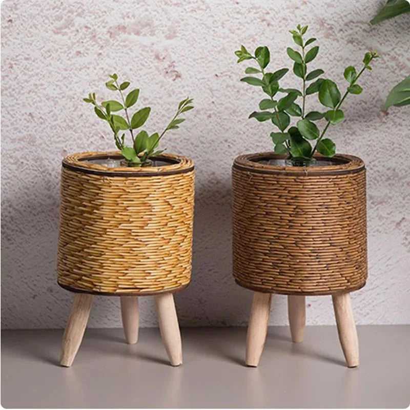 Fashion Rattan Woven Flower Pot Creative Flower Planters With