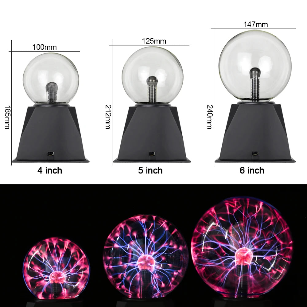 Magic Crystal Plasma Ball Lamp 3/4/5/6/8 Inch LED Night Light Kid
