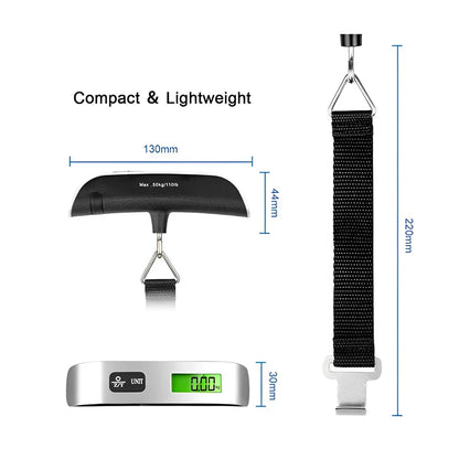 50kg/110lb Portable Electronic Hand Luggage Scale LCD Digital Display