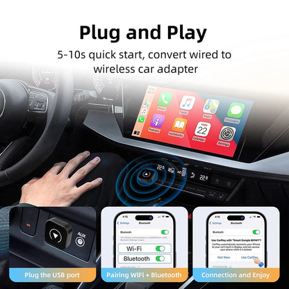 2in1 Wireless CarPlay Dongle Wireless Android Auto Adapter AI Smart