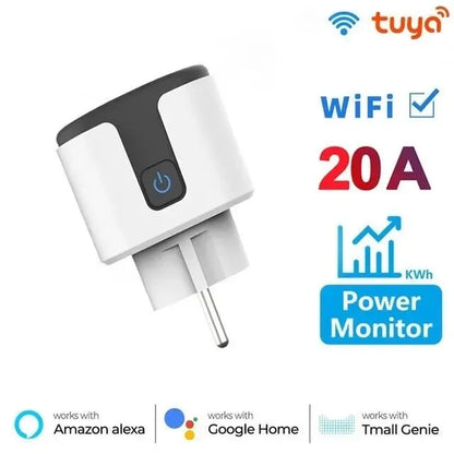 Tuya 16A 20A EU Smart Socket WiFi Smart Plug With Power Monitoring