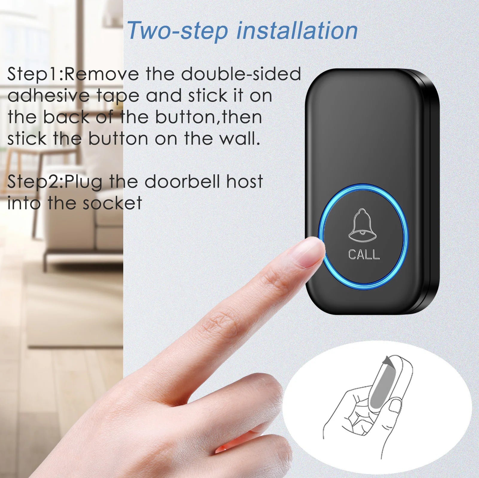 Wireless Doorbell Intelligent Welcome Door Bell 300M/984 FT Remote 60