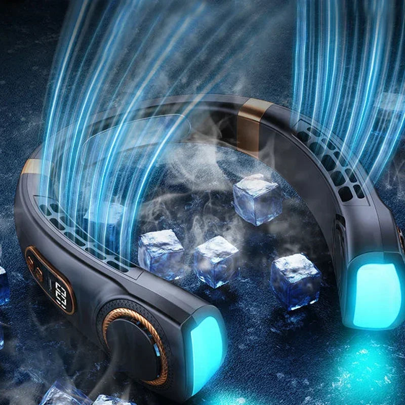 JKUOO Portable Neck Fan,Hands Free Bladeless Fan with LED 4 Cooling