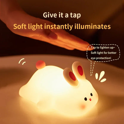 LED Night light Silicone Rabbit Touch Sensor lamp Cute Animal Light