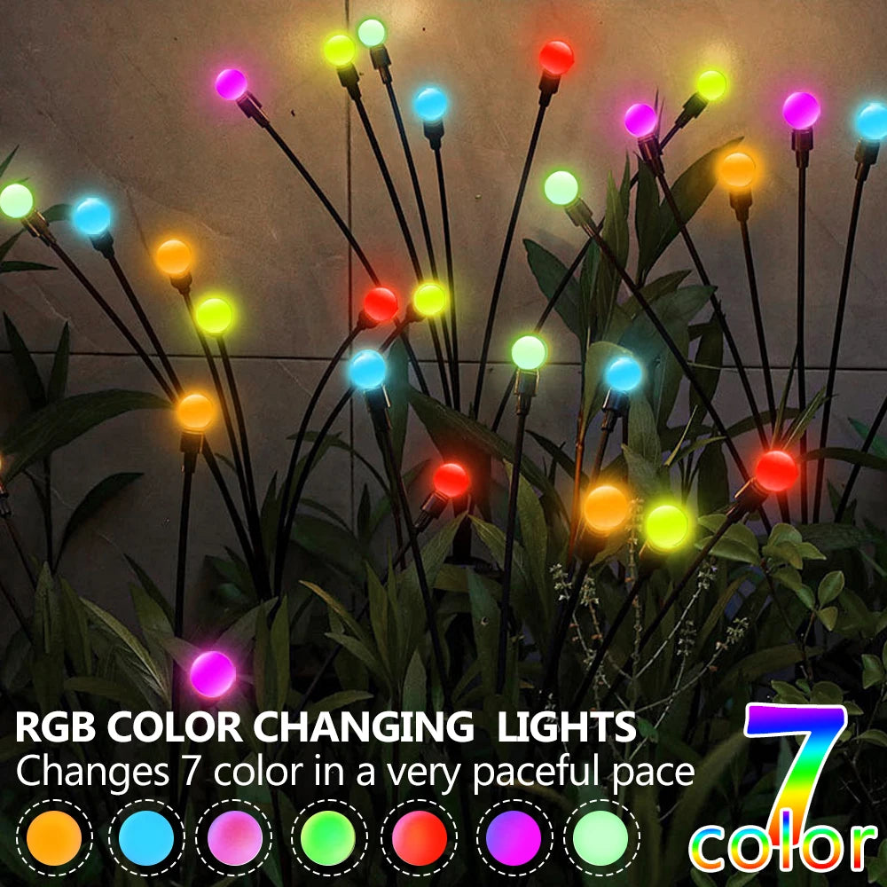 Firefly Garden Solar Lights 8LED 10LED 40LED Outdoor Waterproof RGB