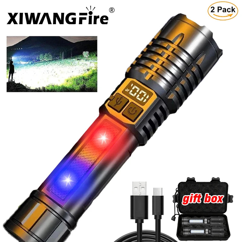 Portable Rechargeable High Power LED Flashlights With Display Screen