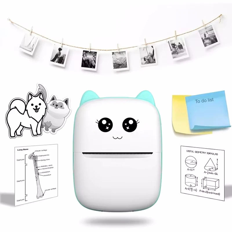 Portable thermal printer mini cat print photo pocket thermal label