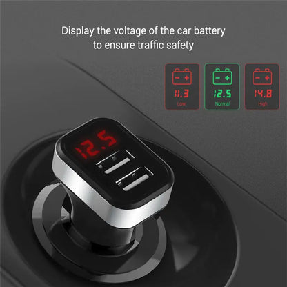 Car Charger with Smart Display and Dual USB Ports