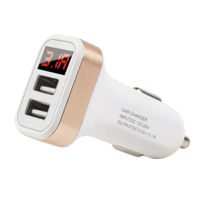 Car Charger with Smart Display and Dual USB Ports